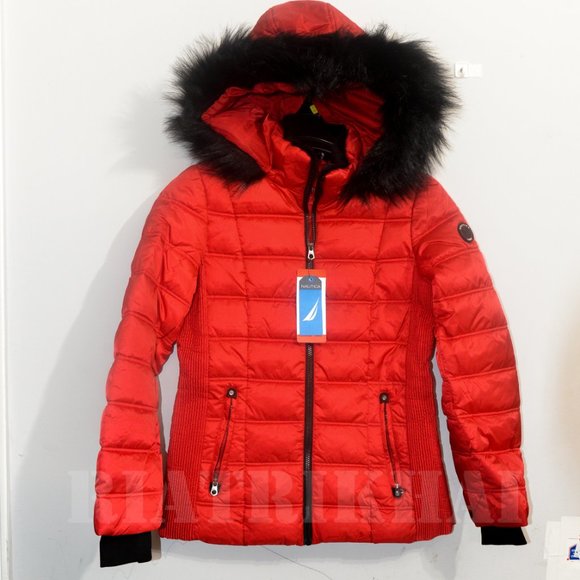 Nautica Womens Faux Fur Trim Hooded Midweight Puffer Jacket - Picture 2 of 12